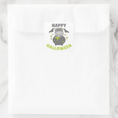 Hippo Happy Halloween Cauldron Bat Square Sticker (Tasche)