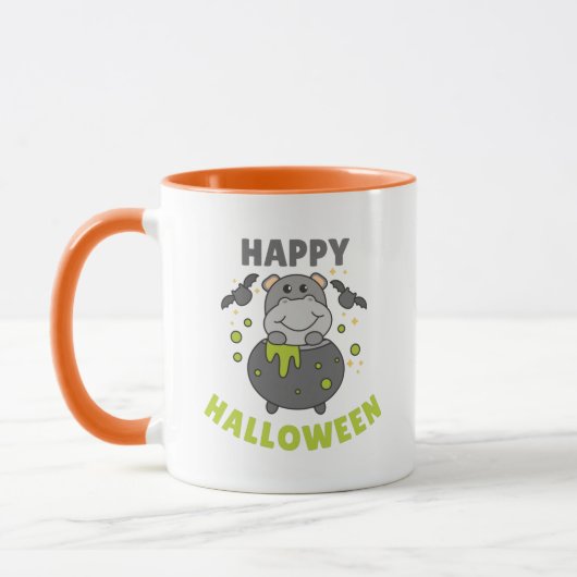 Hippo Happy Halloween Cauldron Bat Tasse (Links)