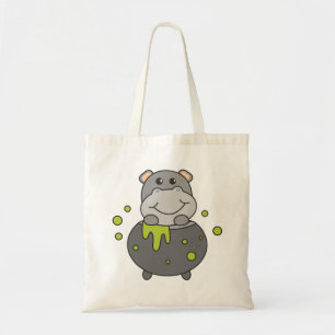 Hippo Happy Halloween Cauldron Bat Tote Bag Tragetasche