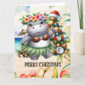 Hippo Hawaii Weihnachtsgrüßen Karte (Vorderseite)