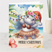 Hippo Hawaii Weihnachtsgrüßen Karte (Vorderseite)