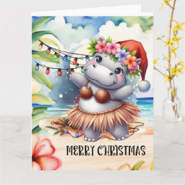 Hippo Hawaii Weihnachtsgrüßen Karte