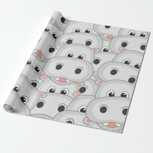 Hippo Head Wrapping Paper Geschenkpapier