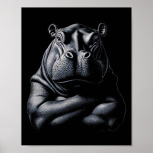 Hippo Hippopotamus Bodybuilding Poster