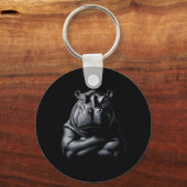 Hippo Hippopotamus Bodybuilding Schlüsselanhänger (Vorderseite)