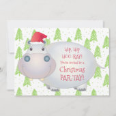 Hippo Hippopotamus Kids Weihnachtsfeier Einladung (Vorderseite)