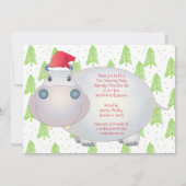 Hippo Hippopotamus Kids Weihnachtsfeier Einladung (Rückseite)