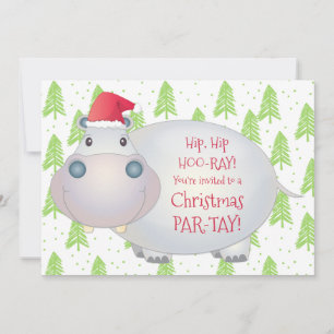 Hippo Hippopotamus Kids Weihnachtsfeier Einladung