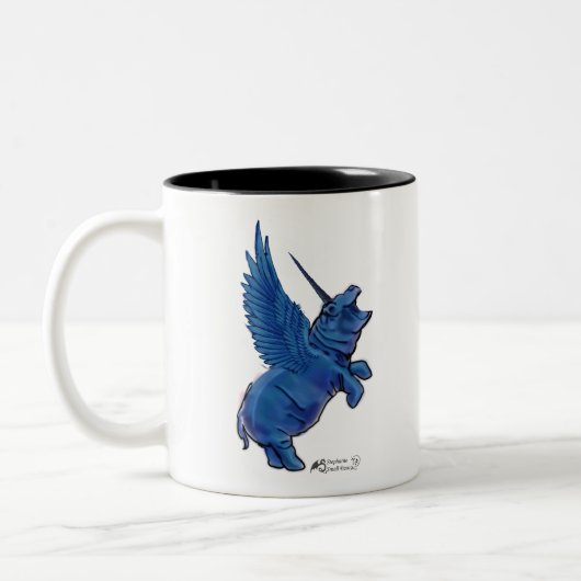 Hippo Hippos Hippopotamus House Blessing Tawerbe Zweifarbige Tasse (Links)