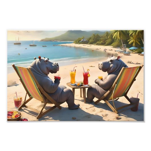 Hippo Hour: Strandcocktails und gute Zeiten, Fotodruck (Vorne)