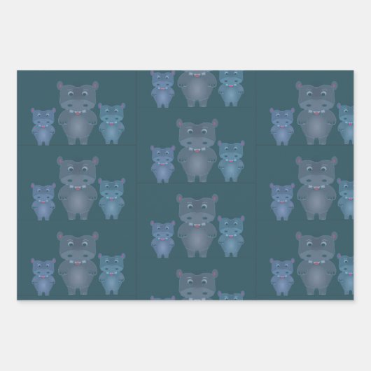 Hippo Hub Geschenkpapier Set (Vorderseite)
