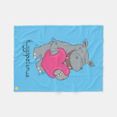 Hippo Hugs Valentine's Day Fleece Blanket (Vorderseite (Horizontal))