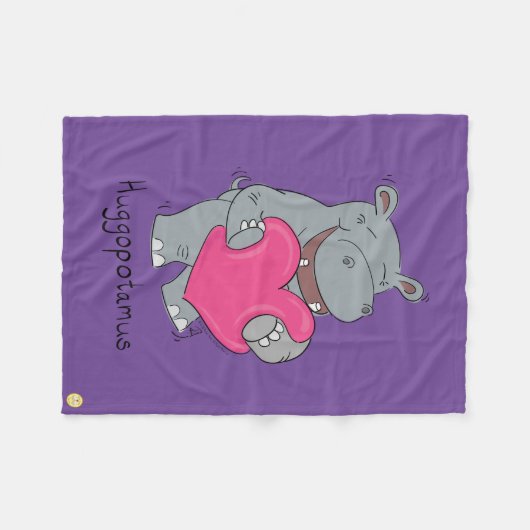 Hippo Hugs Valentine's Day Fleece Blanket (Vorderseite (Horizontal))