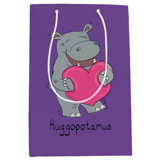 Hippo Hugs Valentine's Day Geschenktasche Mittlere Geschenktüte (Vorderseite)