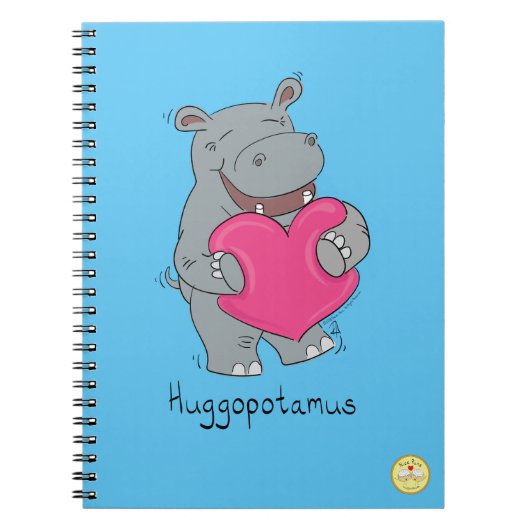 Hippo Hugs Valentine's Day Notebook Notizblock (Vorderseite)
