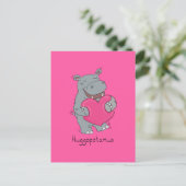 Hippo Hugs Valentinstag Postkarte Rosa (Stehend Vorderseite)