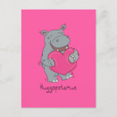 Hippo Hugs Valentinstag Postkarte Rosa (Vorderseite)