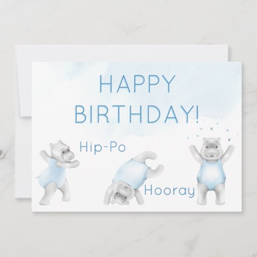 Hippo Hurra Purzelgeburtstag Karte (Vorderseite)