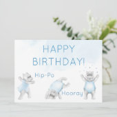 Hippo Hurra Purzelgeburtstag Karte (Stehend Vorderseite)