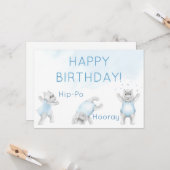 Hippo Hurra Purzelgeburtstag Karte (Vorderseite/Rückseite Beispiel)