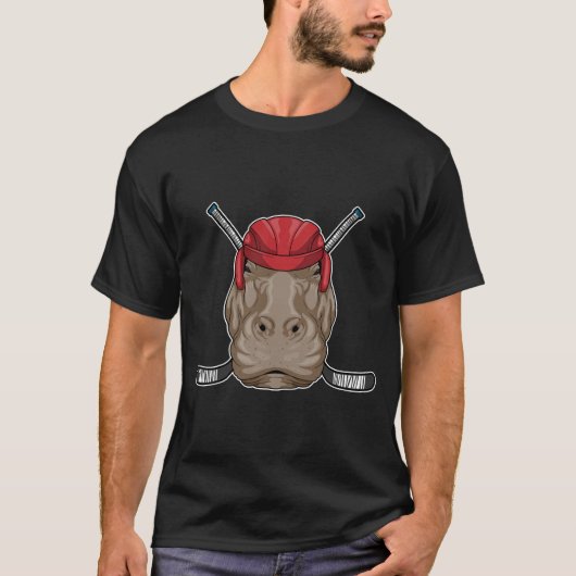 Hippo Ice Hockey Eishockeystick T-Shirt (Vorderseite)