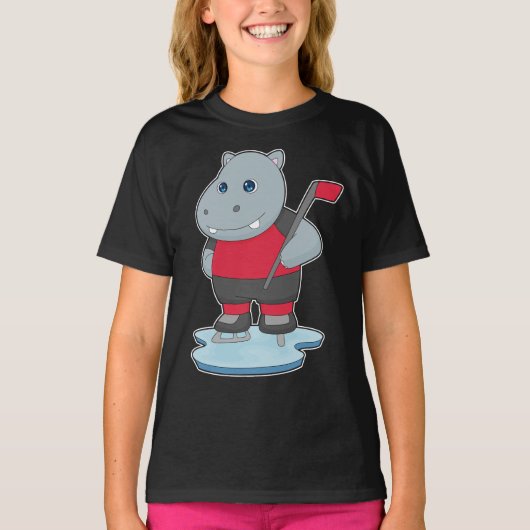 Hippo Ice Hockey Eishockeystick T-Shirt (Vorderseite)