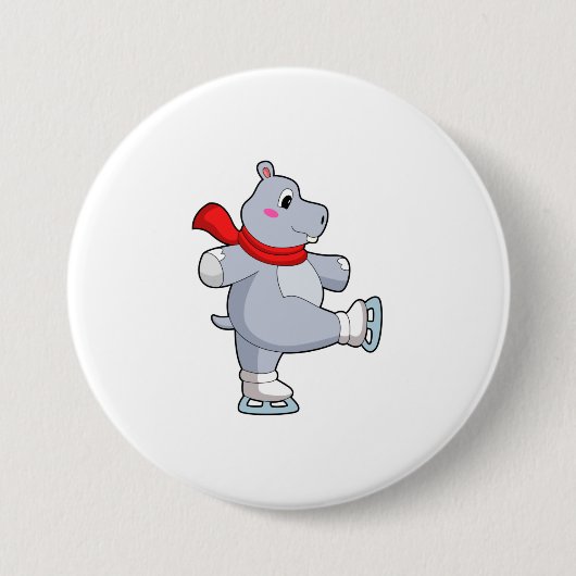 Hippo Ice Skaten Ice Skate Button (Vorderseite)