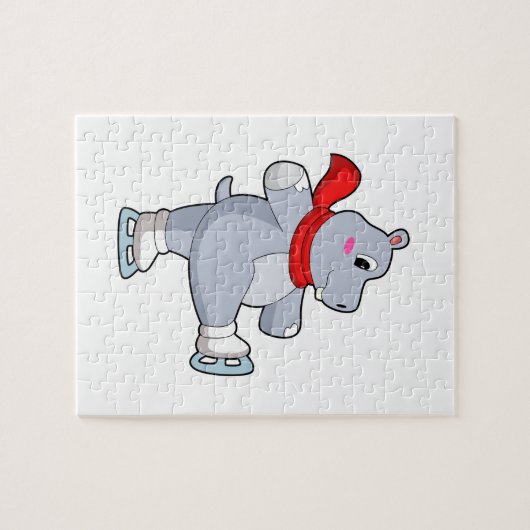 Hippo Ice Skaten Ice Skate Puzzle (Horizontal)