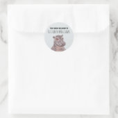 Hippo Illustration Personalisiert Name School Runder Aufkleber (Tasche)