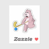 Hippo im Hockey mit Hockey-Schläger Aufkleber (Blatt)