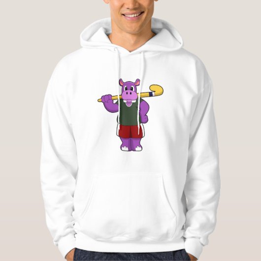 Hippo im Hockey mit Hockey-Schläger Hoodie (Vorderseite)