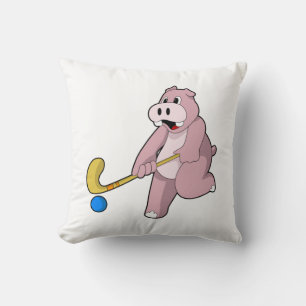 Hippo im Hockey mit Hockey-Schläger Kissen