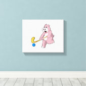 Hippo im Hockey mit Hockey-Schläger Leinwanddruck (Insitu (Holzboden))