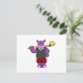 Hippo im Hockey mit Hockey-Schläger Postkarte (Stehend Vorderseite)
