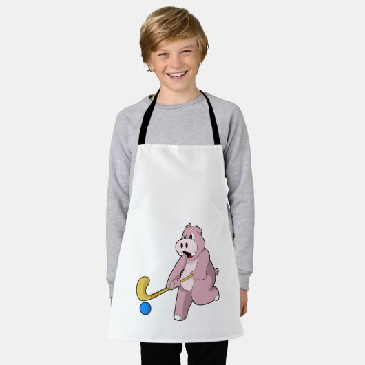 Hippo im Hockey mit Hockey-Schläger Schürze (Getragen)
