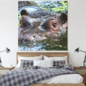 Hippo im Wassertriptychon Leinwanddruck (Insitu (Schlafzimmer))