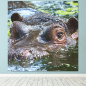 Hippo im Wassertriptychon Leinwanddruck (Insitu (Holzboden))