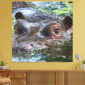 Hippo im Wassertriptychon Leinwanddruck (Insitu (Wohnzimmer))