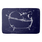 Hippo in Bath Fun Illustration Navy Badematte (Vorderseite)