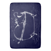 Hippo in Bath Fun Illustration Navy Badematte (Vorderseite Vertikal)