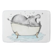 Hippo in Bath Fun Illustration Wasserfarbe Badematte (Vorderseite)