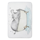 Hippo in Bath Fun Illustration Wasserfarbe Badematte (Vorderseite Vertikal)