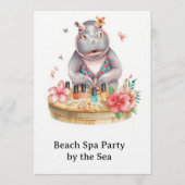 Hippo in Bikini Manicure Coastal Beauty beach spa Einladung (Vorderseite)