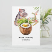  Hippo in Bikini Manicure Coastal Beauty beach spa Einladung (Stehend Vorderseite)