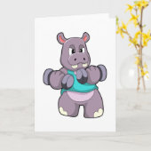 Hippo in Bodybuilding mit Dumbells Karte (Gelbe Blume)