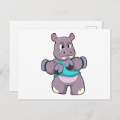 Hippo in Bodybuilding mit Dumbells Postkarte (Vorne/Hinten)