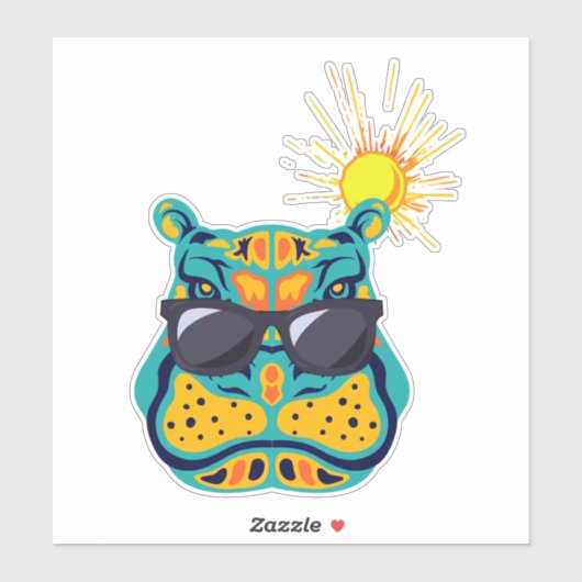 Hippo in den Tropen Sticker (Blatt)