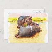 Hippo in der Sonne Postkarte (Vorne/Hinten)
