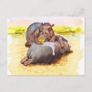 Hippo in der Sonne Postkarte