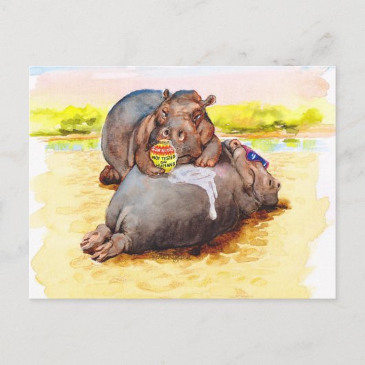 Hippo in der Sonne Postkarte (Vorderseite)